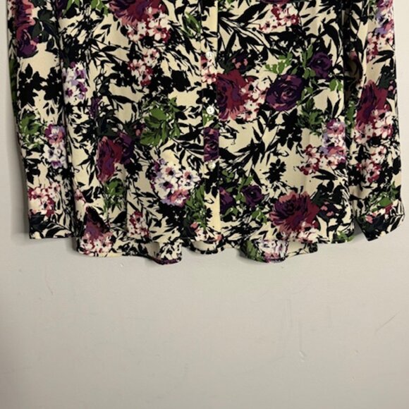 J. Jill Floral Long Sleeve Lightweight Button Up Blouse Size Medium - Picture 4 of 5